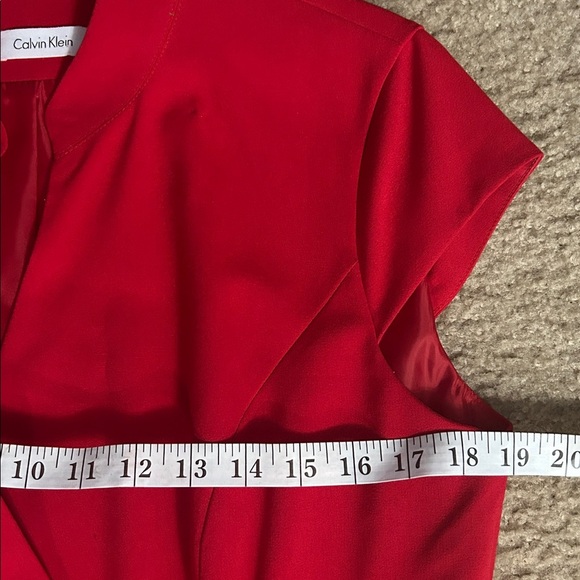 Calvin Klein Red Wrap Dress with Gold Insignia SZ 12 - Picture 7 of 9